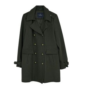 American Eagle Outfitters Large Olive Green Wool/Polyester/Other Fibers Coat